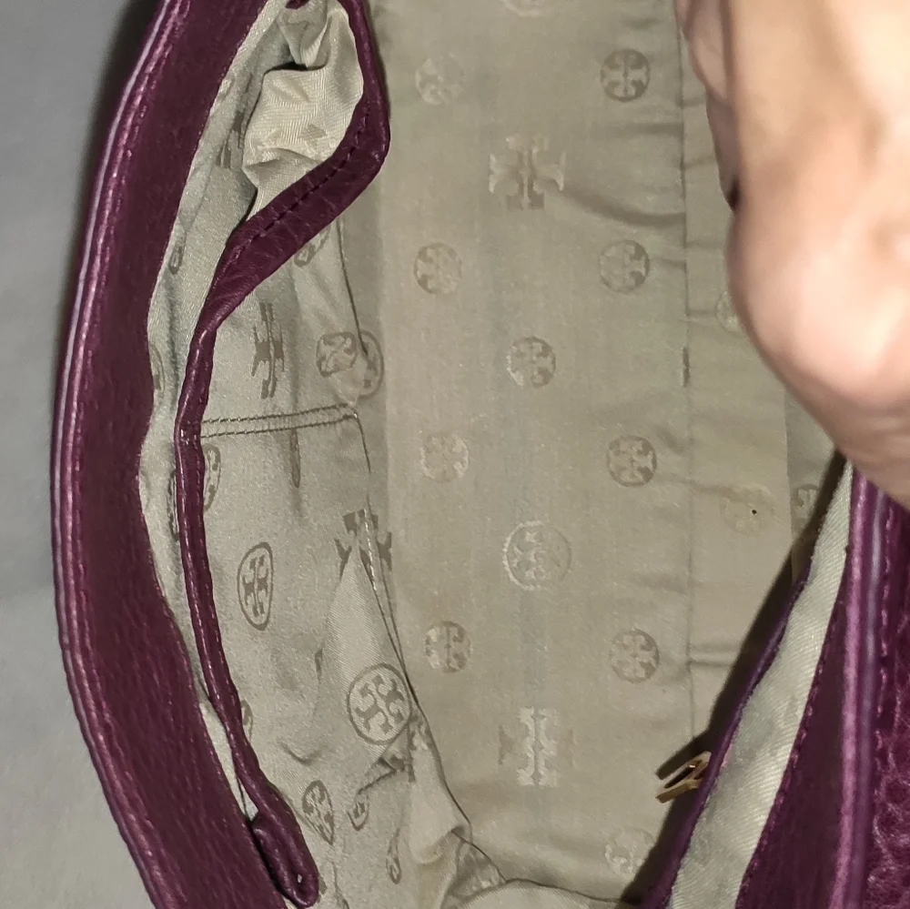 Tory Burch 797 Plum Leather Satchel